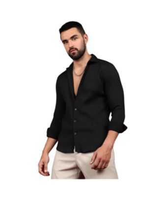 Men's Onyx Black Chain-Creased Shirt