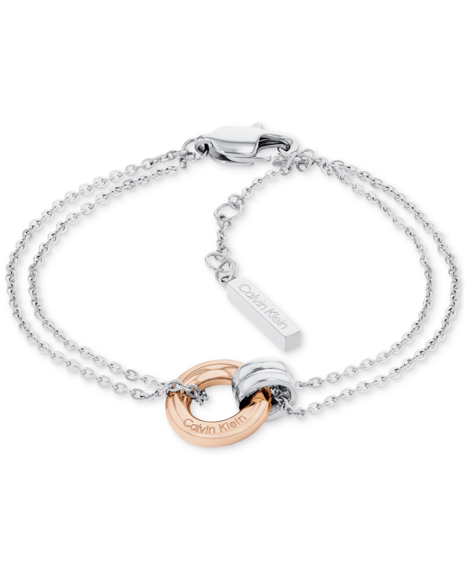 Браслет Calvin Klein Two-Tone Stainless Steel Logo Ring Double Chain Link Bracelet