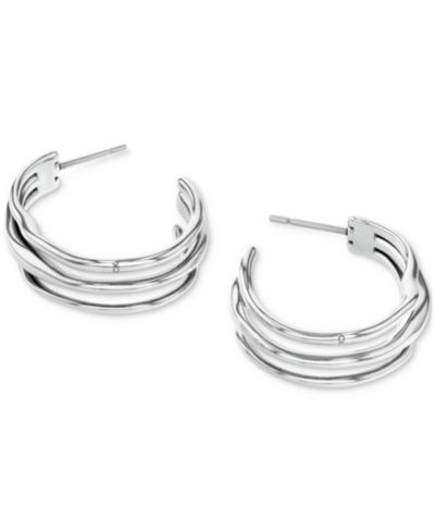 Calvin Klein Medium Wavy Triple-Row C-Hoop Earrings, 1.04"