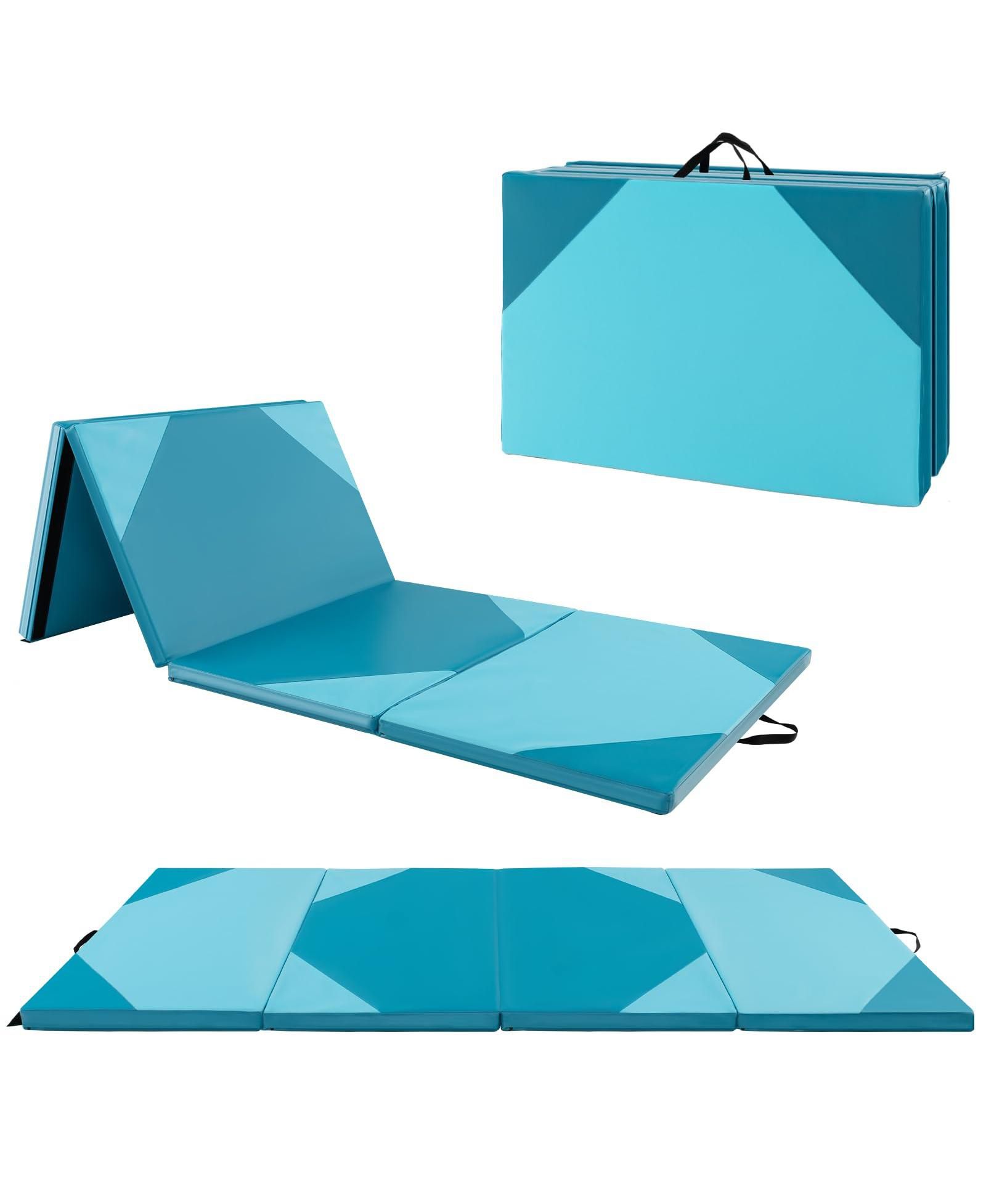10 Feet x 4 Feet x 2 Inch Folding Exercise Mat with Hook and Loop Fasteners