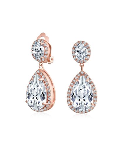 Bling Jewelry серьги-клипсы с кубическим цирконием и позолотой 14K
