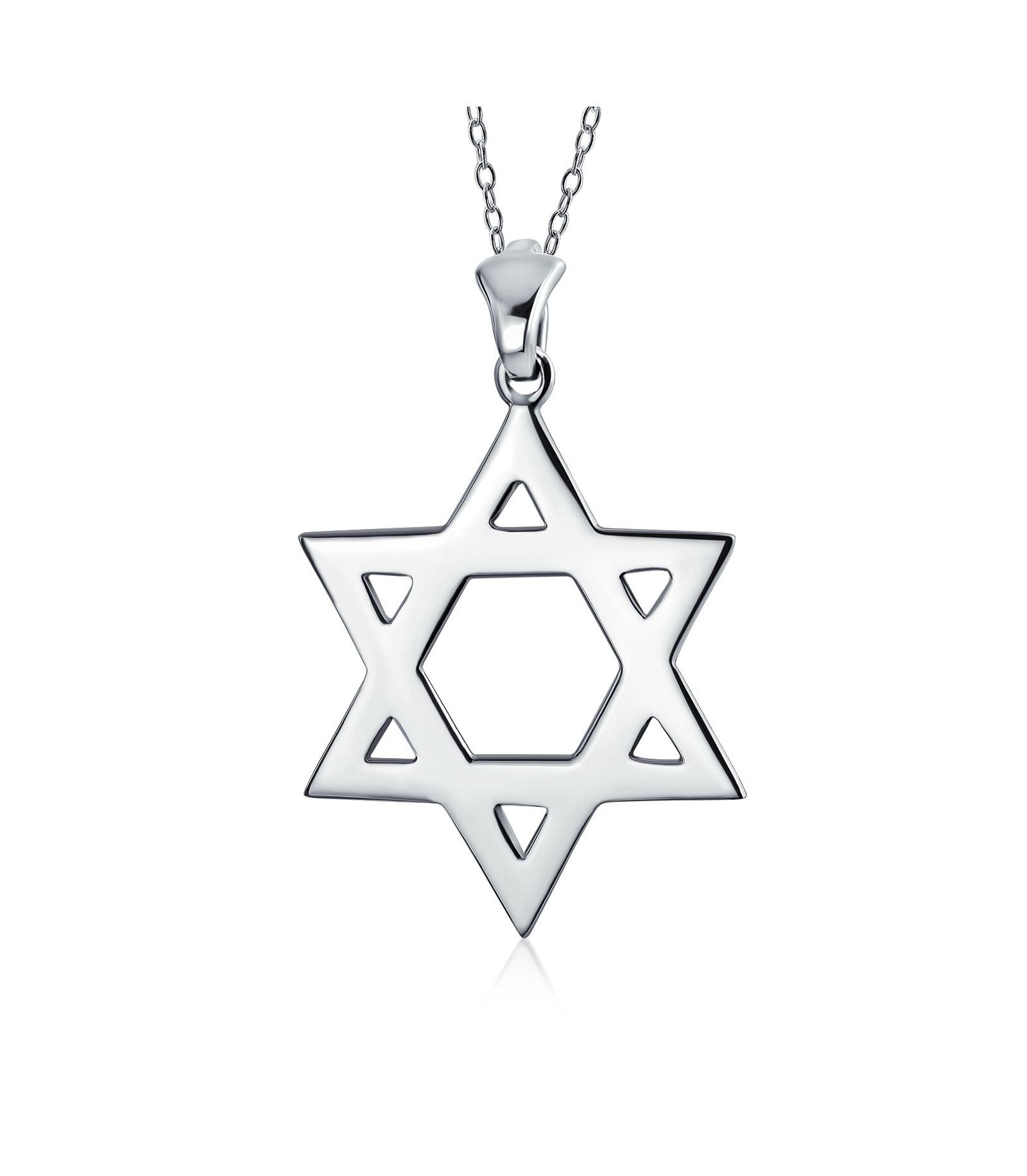 Подвеска Bling Jewelry Classic Simple Religious Judaica Hanukkah Open Magen Star of David.925 Sterling Silver