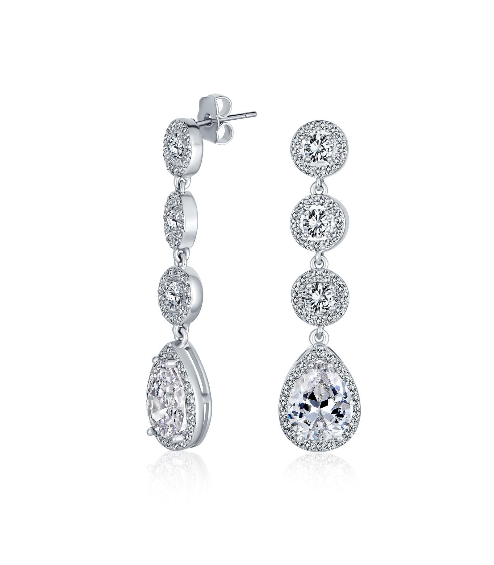 Серьги-люстры Bling Jewelry, каплевидные, с фианитами