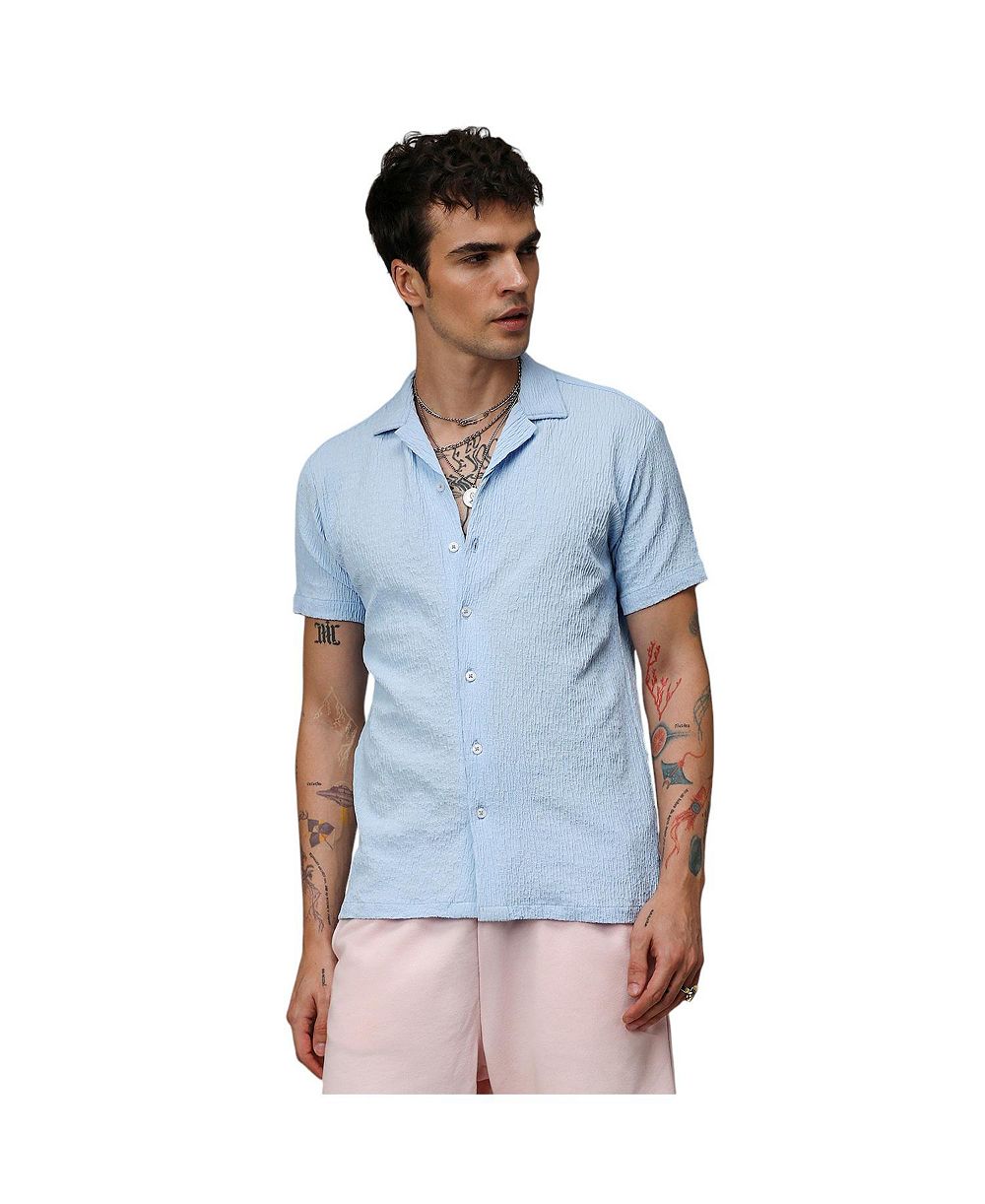 Men's Sky Blue Creased Shirt