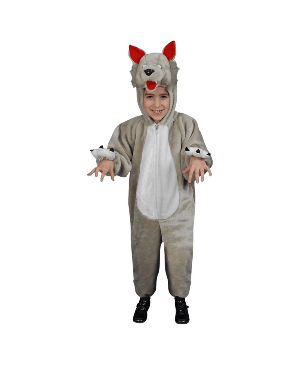 Детский костюм-накидка в виде серого волка Dress Up America Grey Plush Wolf Jumpsuit Costume
