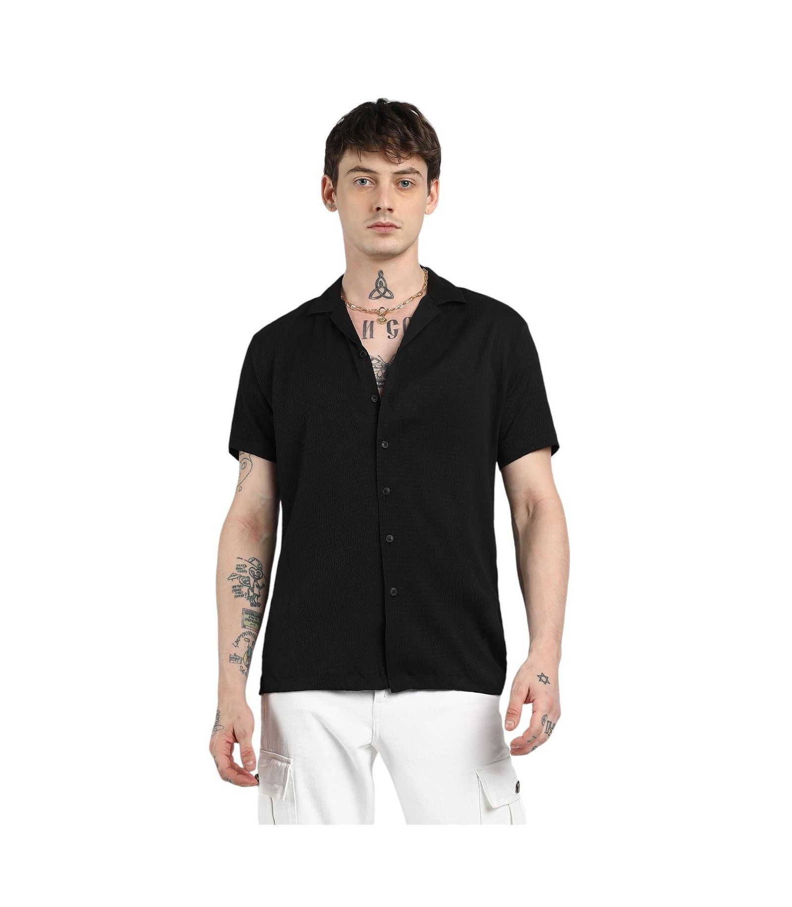 Men's Onyx Black Creased Shirt