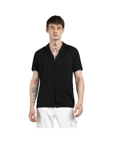 Мужская рубашка Campus Sutra Onyx Black с защипами