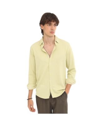 Мужская рубашка Campus Sutra Lime Green Stripe-Creased
