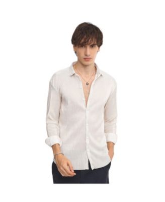 Men's Daisy White Metallic Pleated Shirt