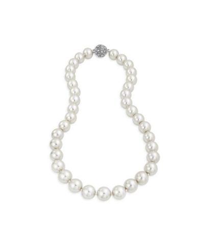 Ожерелье Bling Jewelry Classic с белым жемчугом 10MM и кристаллом