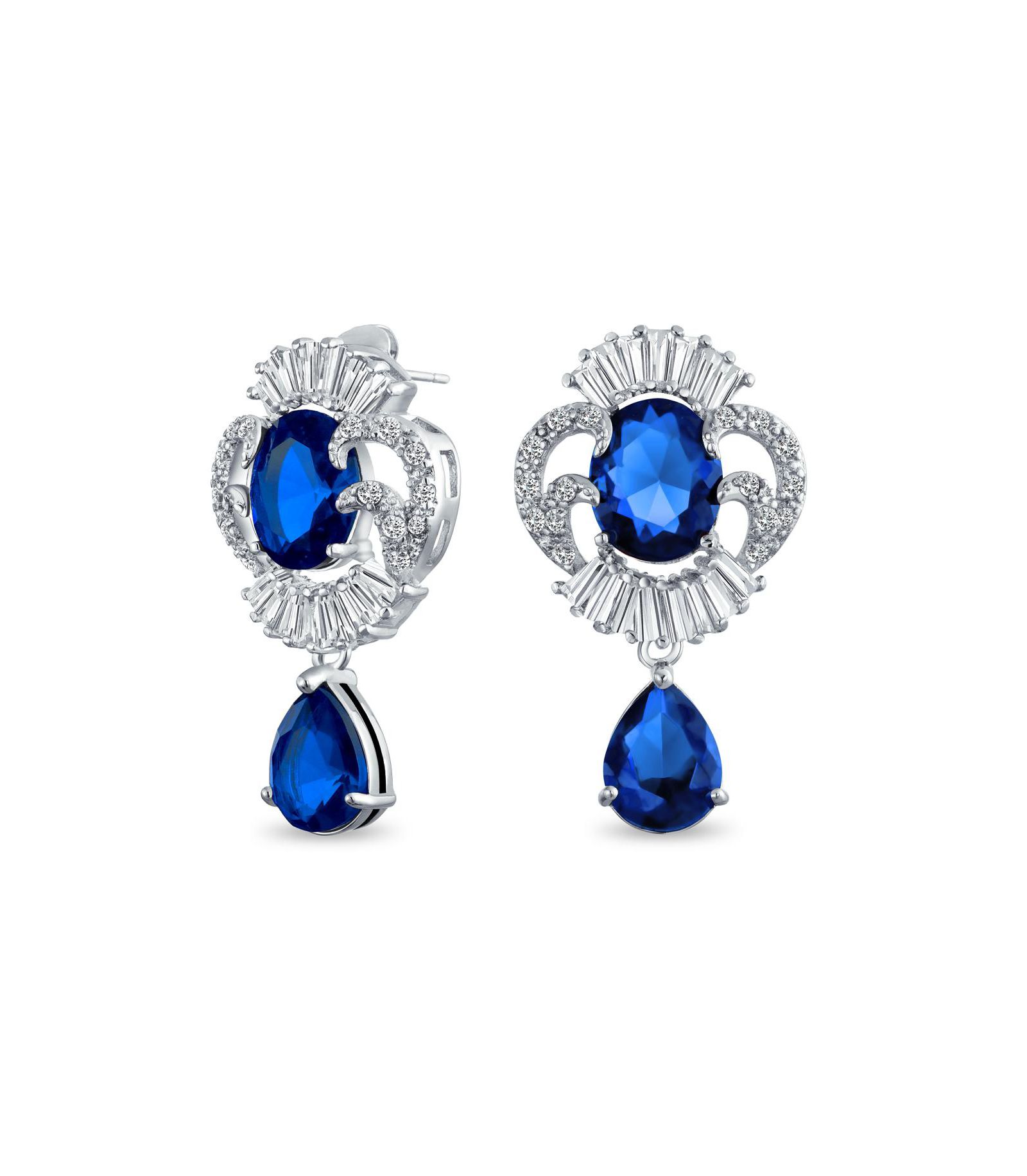 Серьги Bling Jewelry Art Deco с зелеными камнями CZ