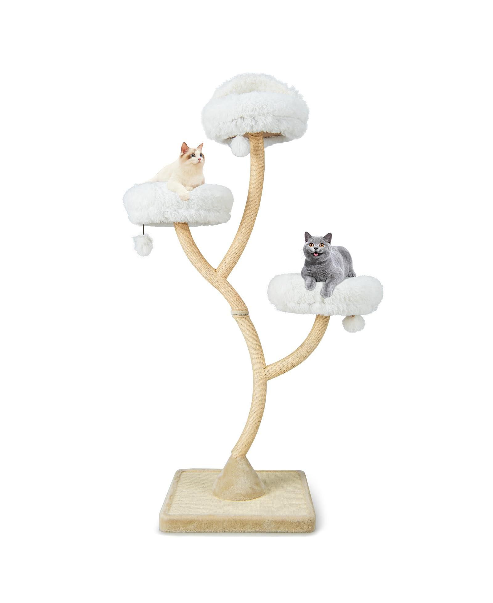 Кошачий игровой комплекс SUGIFT 70 Inch Tall Cat Tree 4-Layer Tower с 3 мягкими насестами, сизалевыми когтеточками и подвесными шариками