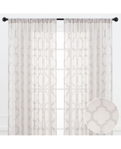 Прозрачные шторы Chanasya Premium Quatrefoil Voile, набор из 2 панелей, Sage