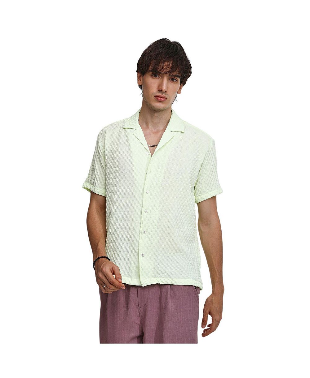 Мужская рубашка Campus Sutra Lime Green с текстурой Cubic