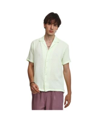 Мужская рубашка Campus Sutra Lime Green с текстурой Cubic