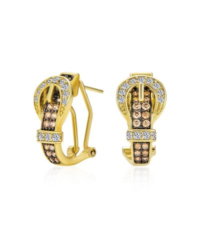 Bling Jewelry Black CZ Stabilizing Omega Clip Pierce Earrings Belt Buckle Motif