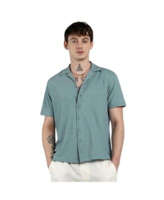 Мужская рубашка Campus Sutra Teal Green Micro Zig-Zag