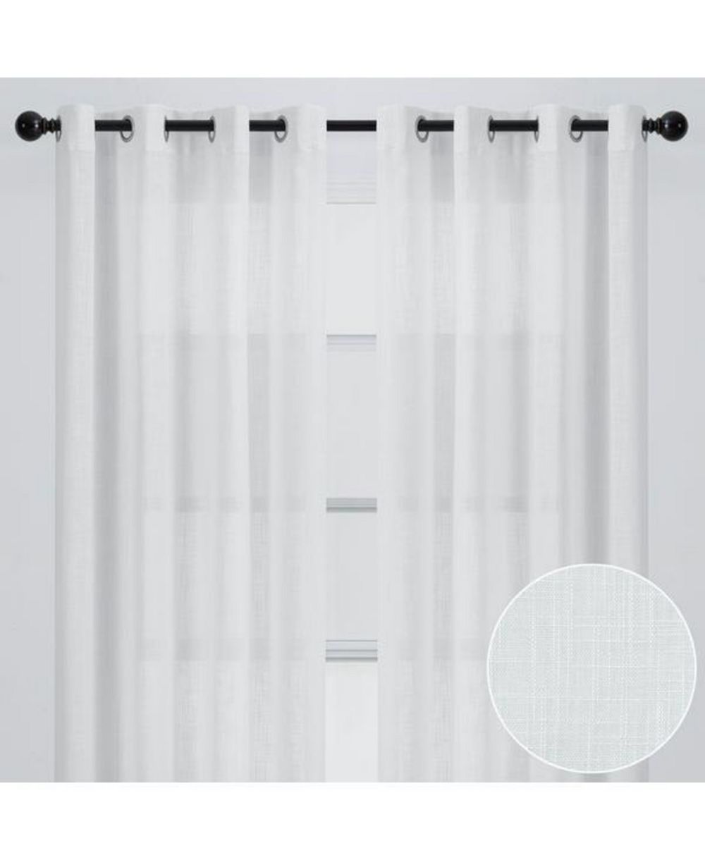Chanasya 2 Panel Soft Textured Semi Sheer Light Filtering Grommet Curtains