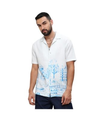 Men's Chalk White:Azure Blue Landscape Strokes Shirt