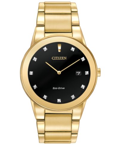 Мужские часы Citizen Eco-Drive Axiom с бриллиантовым акцентом, стальной браслет 40mm AU1062-56G
