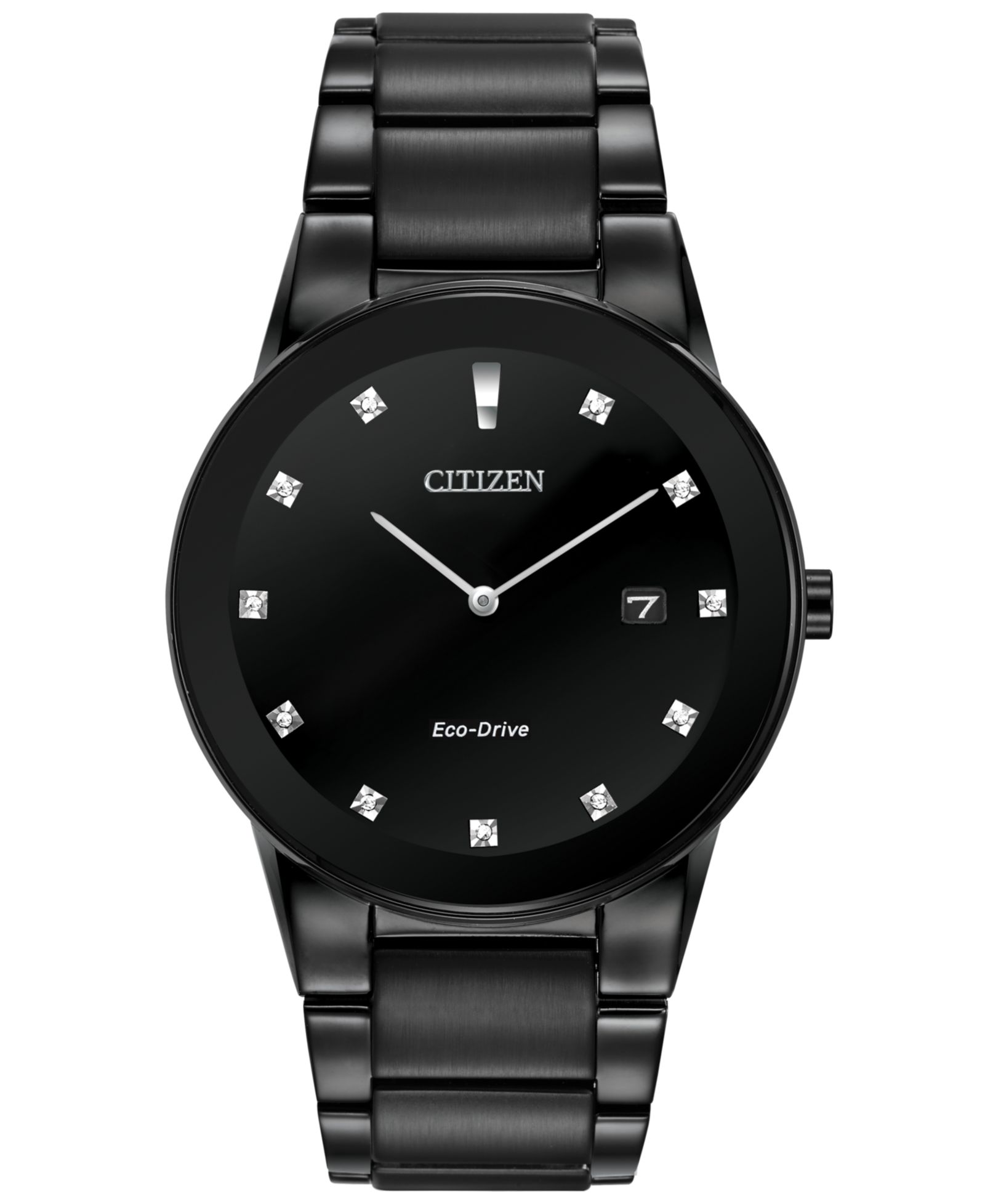 Citizen Men's Eco-Drive Axiom Diamond Accent Black Ion-Plated Stainless Steel Bracelet Watch 40mm AU1065-58G