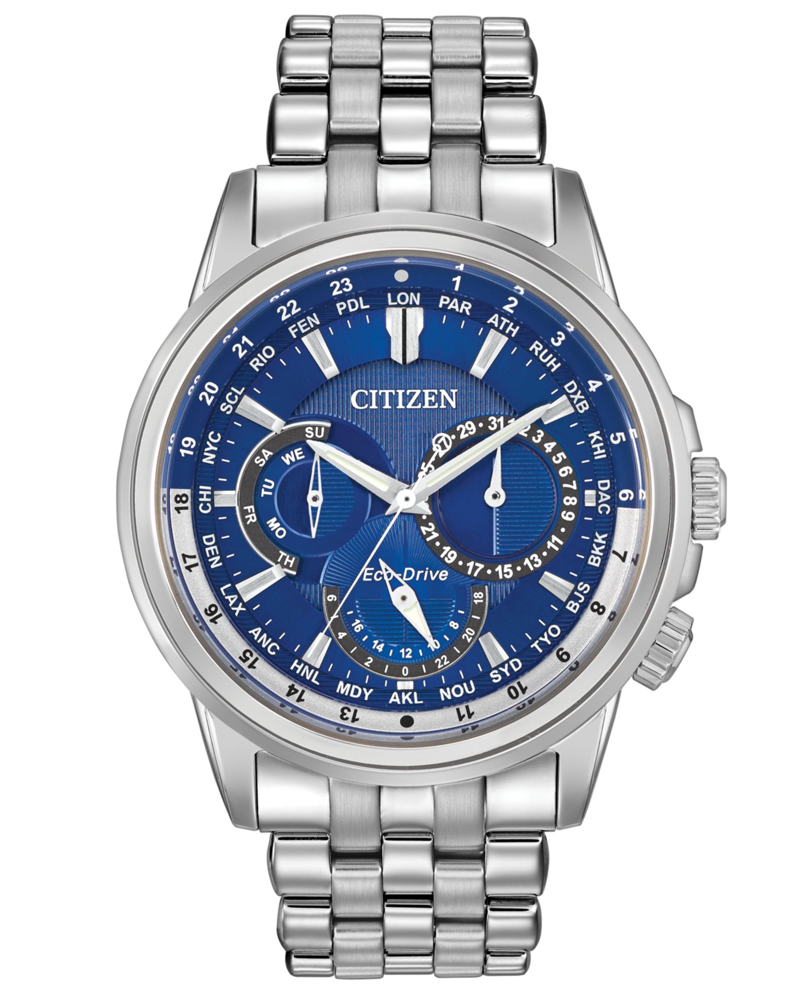 Мужские часы Citizen Eco-Drive Calendrier, стальной браслет, 44mm, BU2021-51L