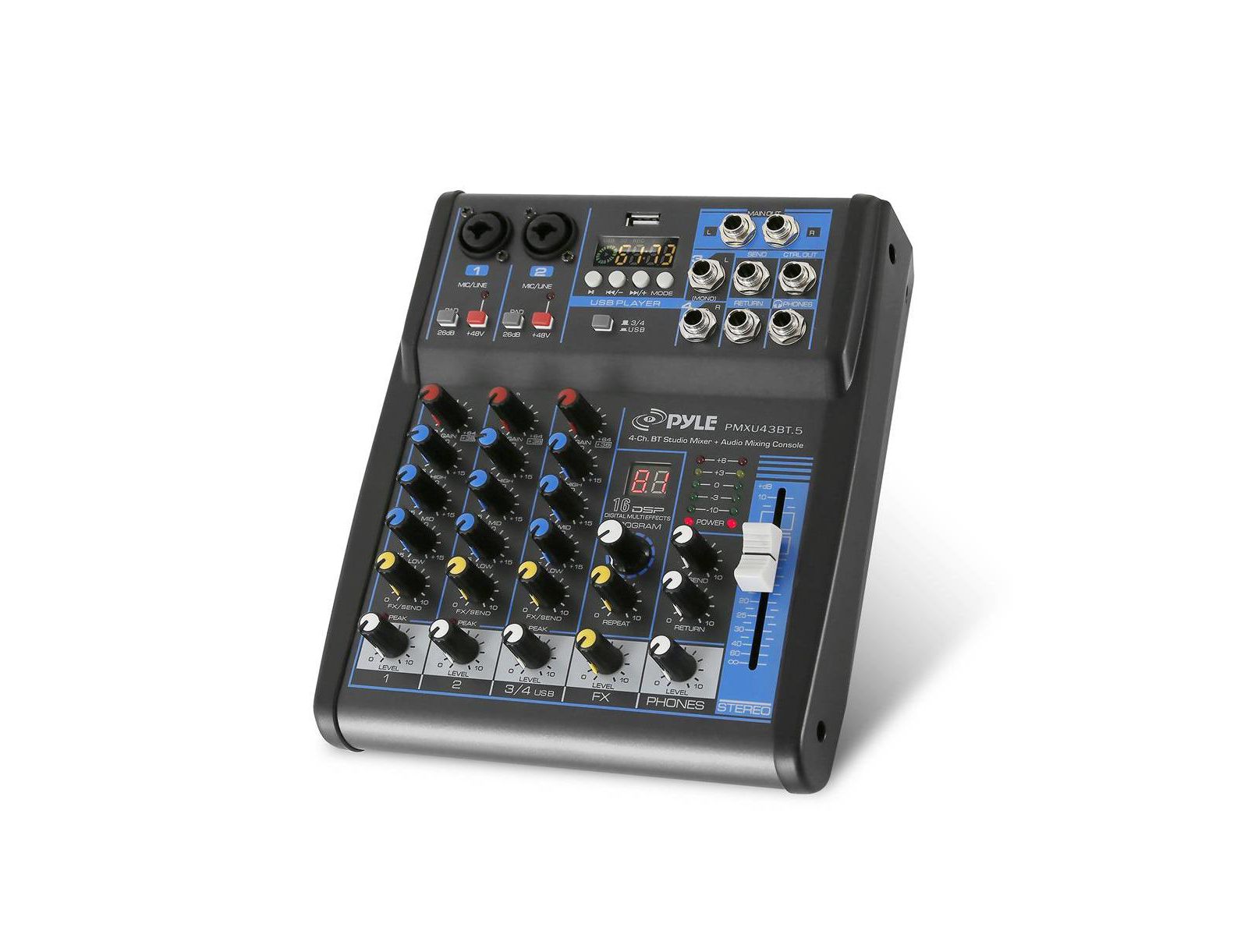 Pyle 4-Channel Bluetooth DJ Audio Mixer
