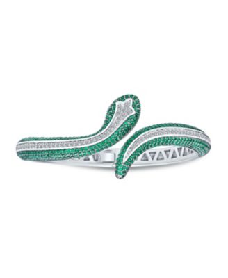 Браслет Bling Jewelry Snake Cuff Bangle Statement Egyptian Style Black White CZ Pave Bypass Hinge