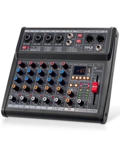 Pyle компактный 6-канальный аудиомикшер Pro Audio Interface с процессором Multi-FX