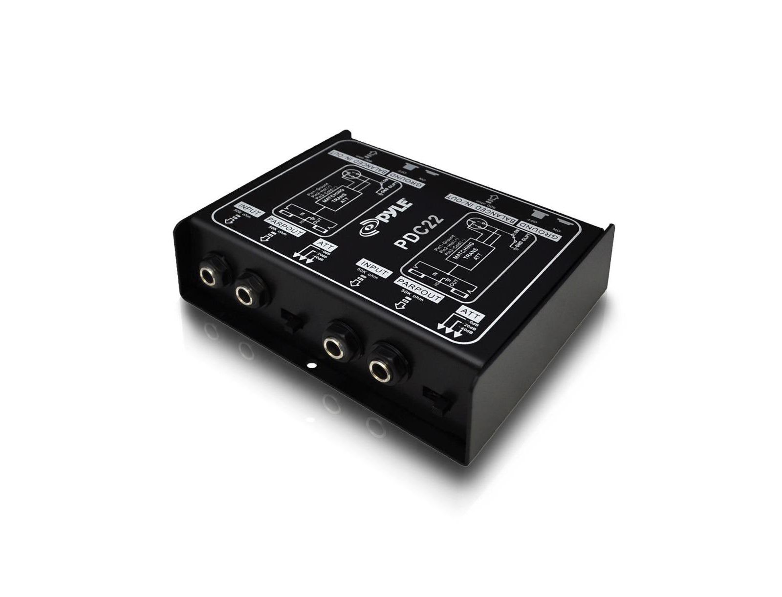 Pyle PDC22 Dual Direct Injection Audio Box, 1/4" to XLR