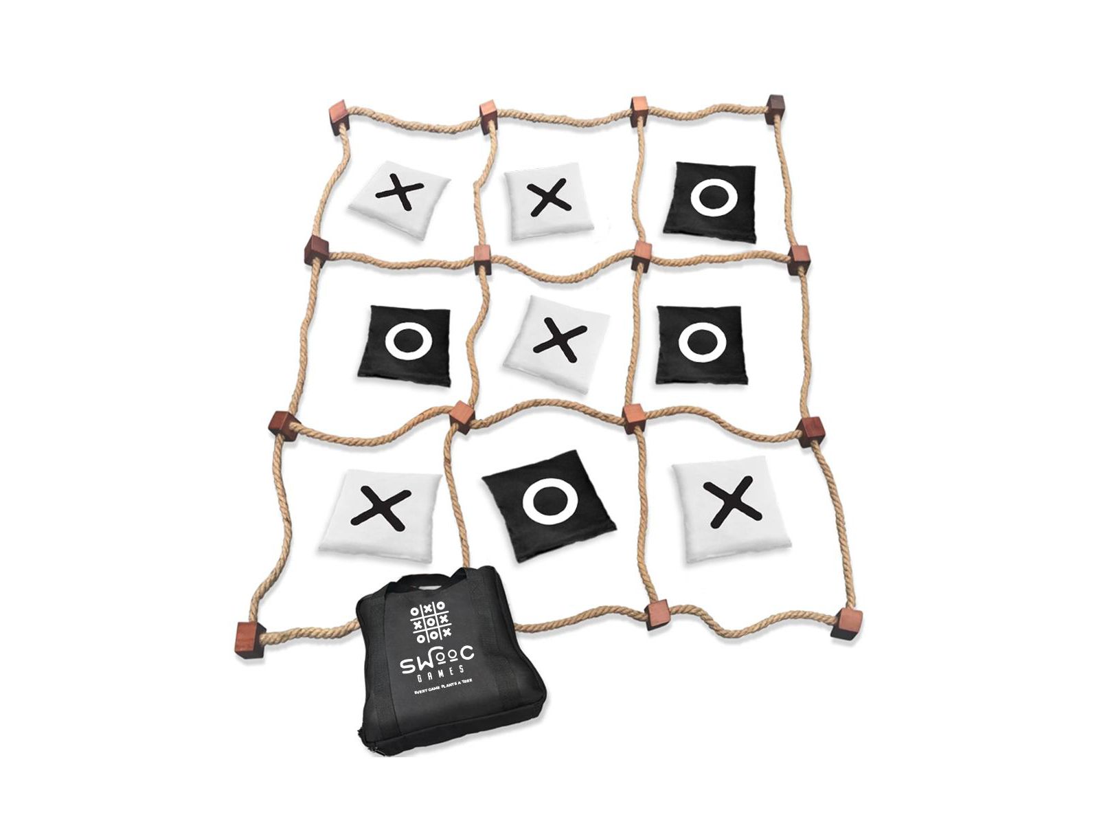 Настольная игра Giant Tic Tac Toe Bean Bag Toss | 3ft x 3ft | Мгновенная установка | Игровое поле с веревкой