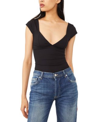 Free People Women's Cap-Sleeve корсетный топ-майка