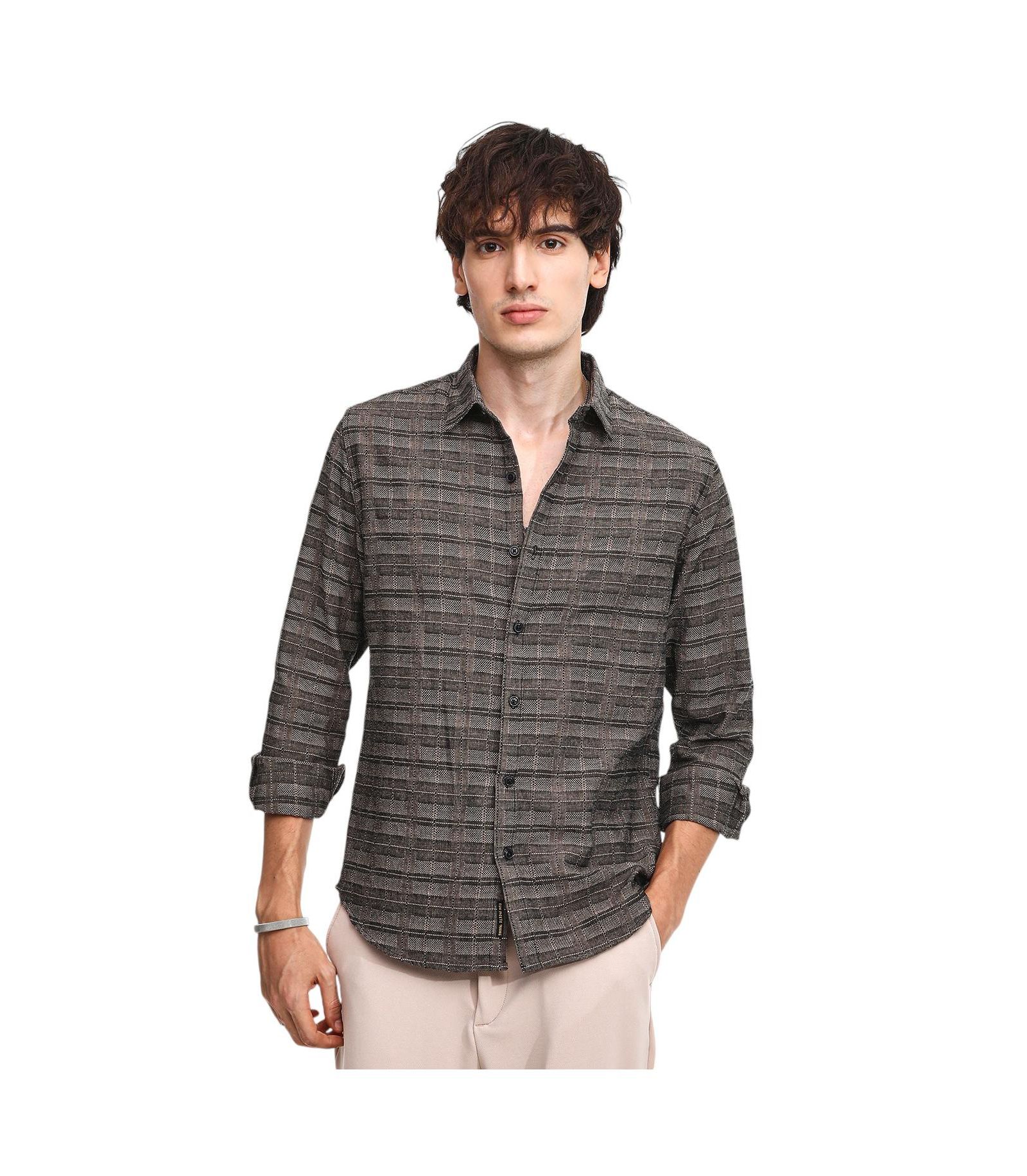 Men's Olive Brown Tartan Plaid Shirt