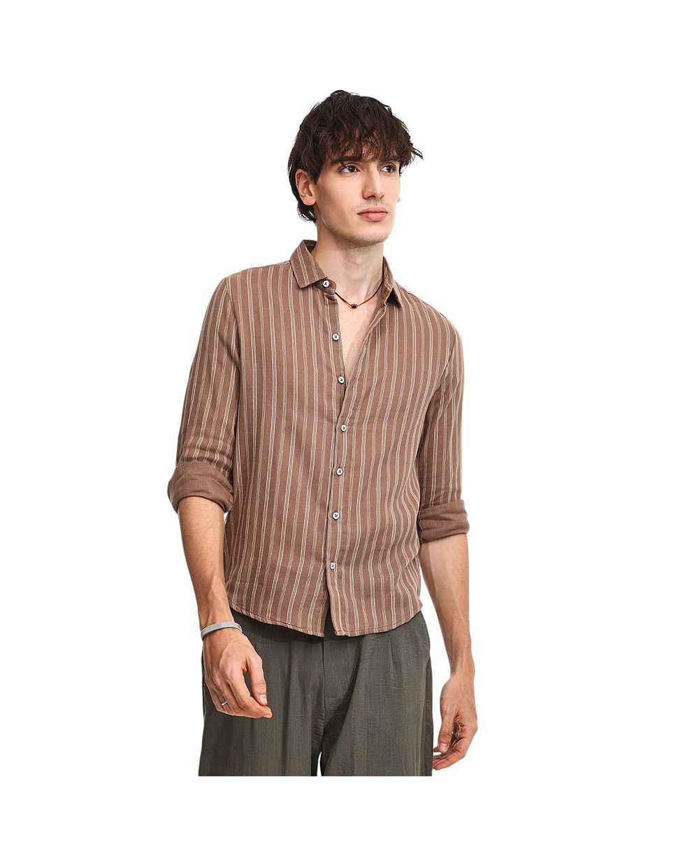 Мужская рубашка Campus Sutra Tan Brown Halo Striped