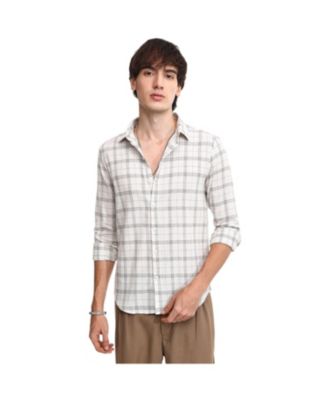 Мужская рубашка Campus Sutra Off-White Tartan Plaid