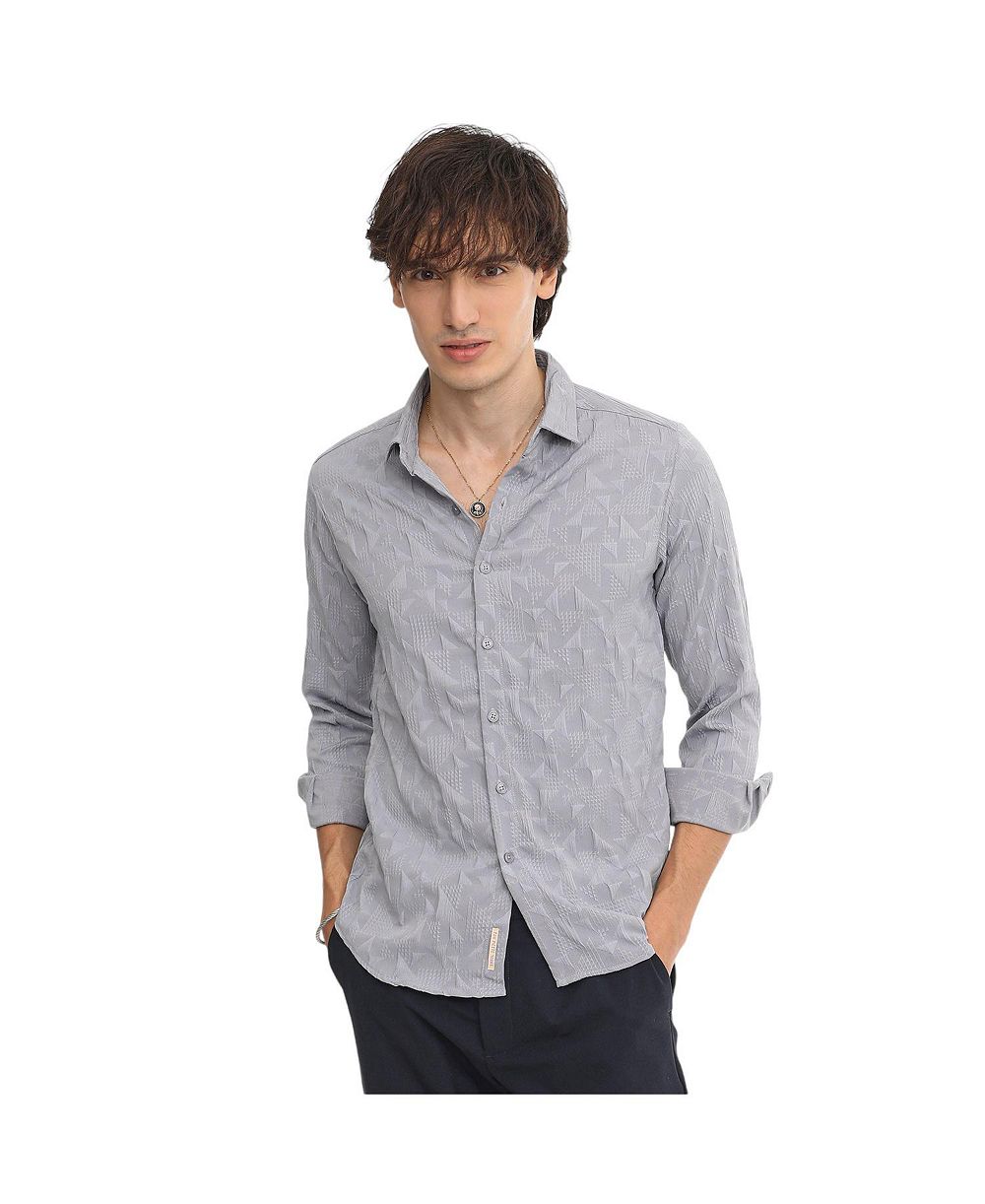 Мужская рубашка Campus Sutra Ash Grey Geometric-Texture