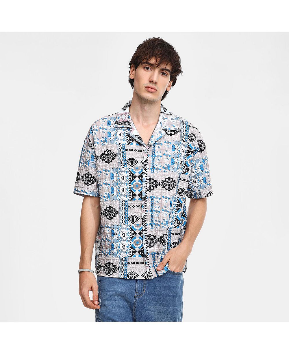 Abstract Seersucker Shirt