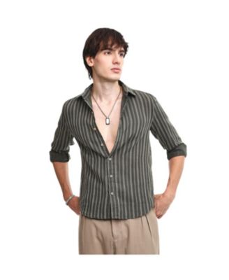 Men's Moss Green Halo Striped Shirt