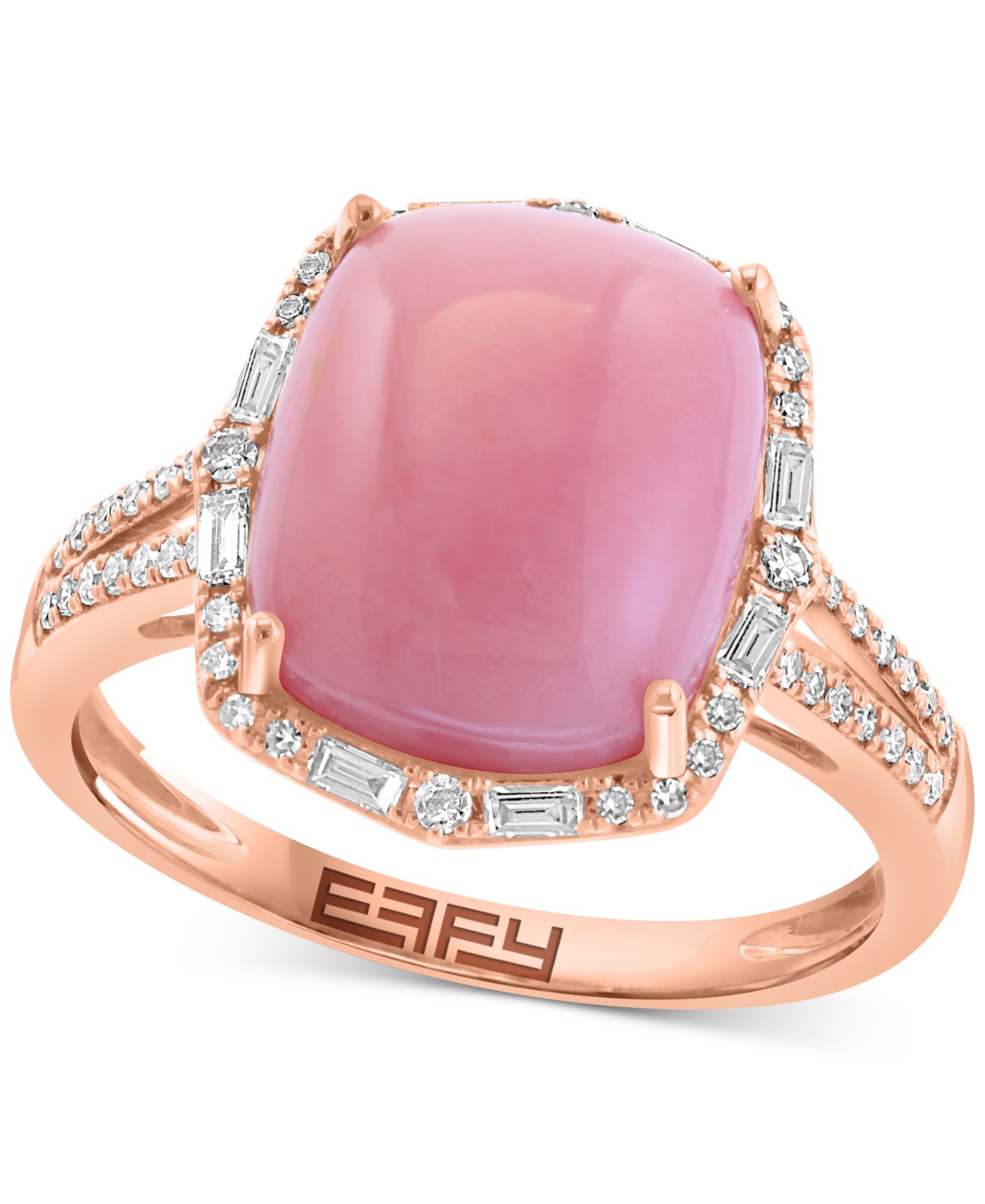 EFFY® Pink Opal (4-1/2 ct. t.w.) & Diamond (1/4 ct. t.w.) Statement Ring in 14k Rose Gold