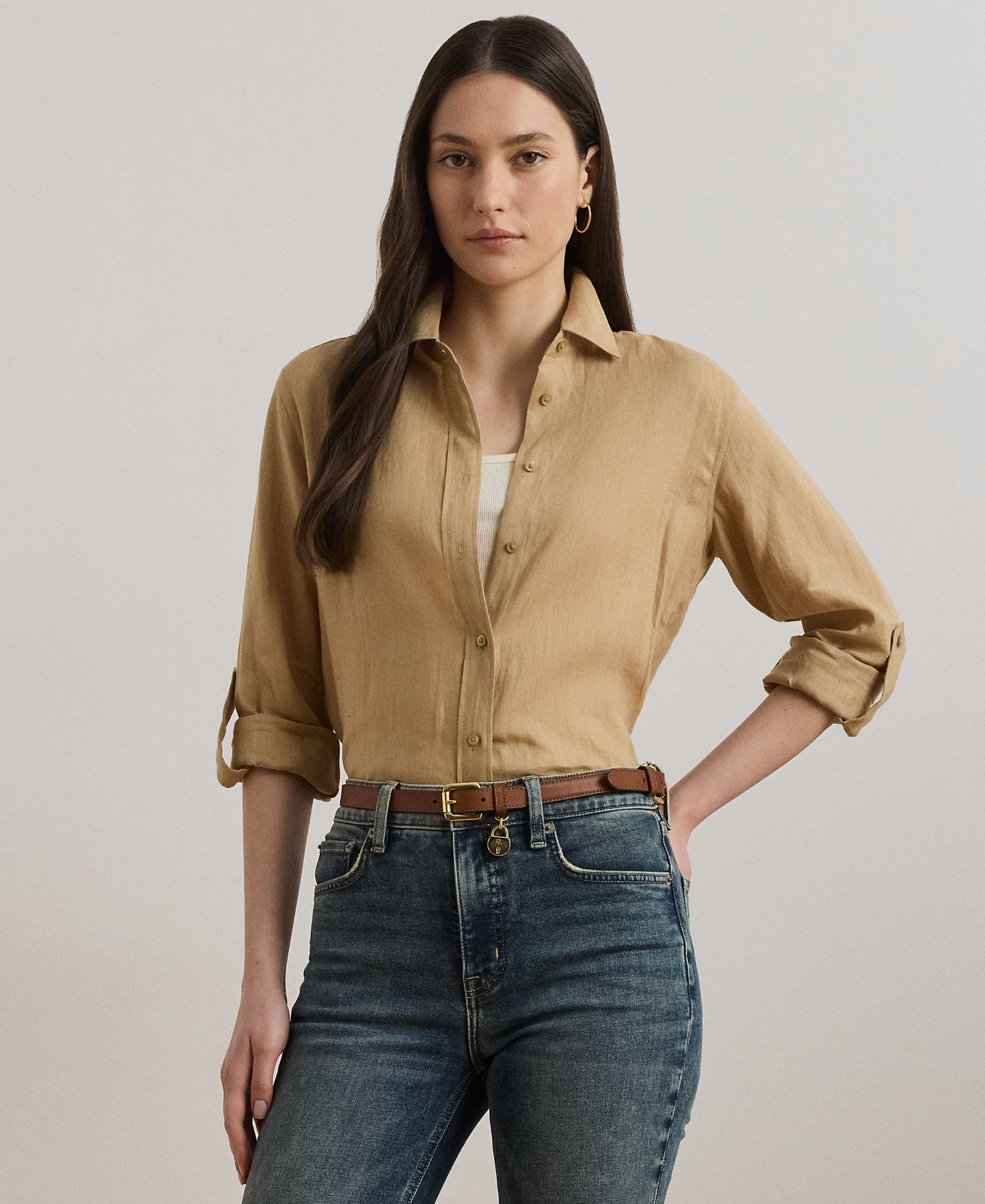 Lauren Ralph Lauren Petite 100% Linen Relaxed-Fit Shirt