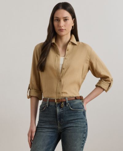 Рубашка Lauren Ralph Lauren Petite 100% Linen Relaxed-Fit
