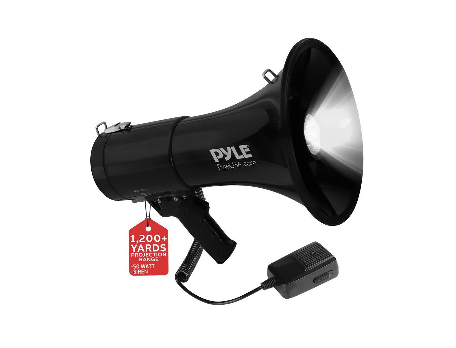 Pyle Мегафон с LED Lights, перезаряжаемый аккумулятор и сирена