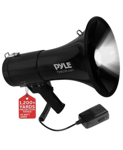 Pyle Мегафон с LED Lights, перезаряжаемый аккумулятор и сирена