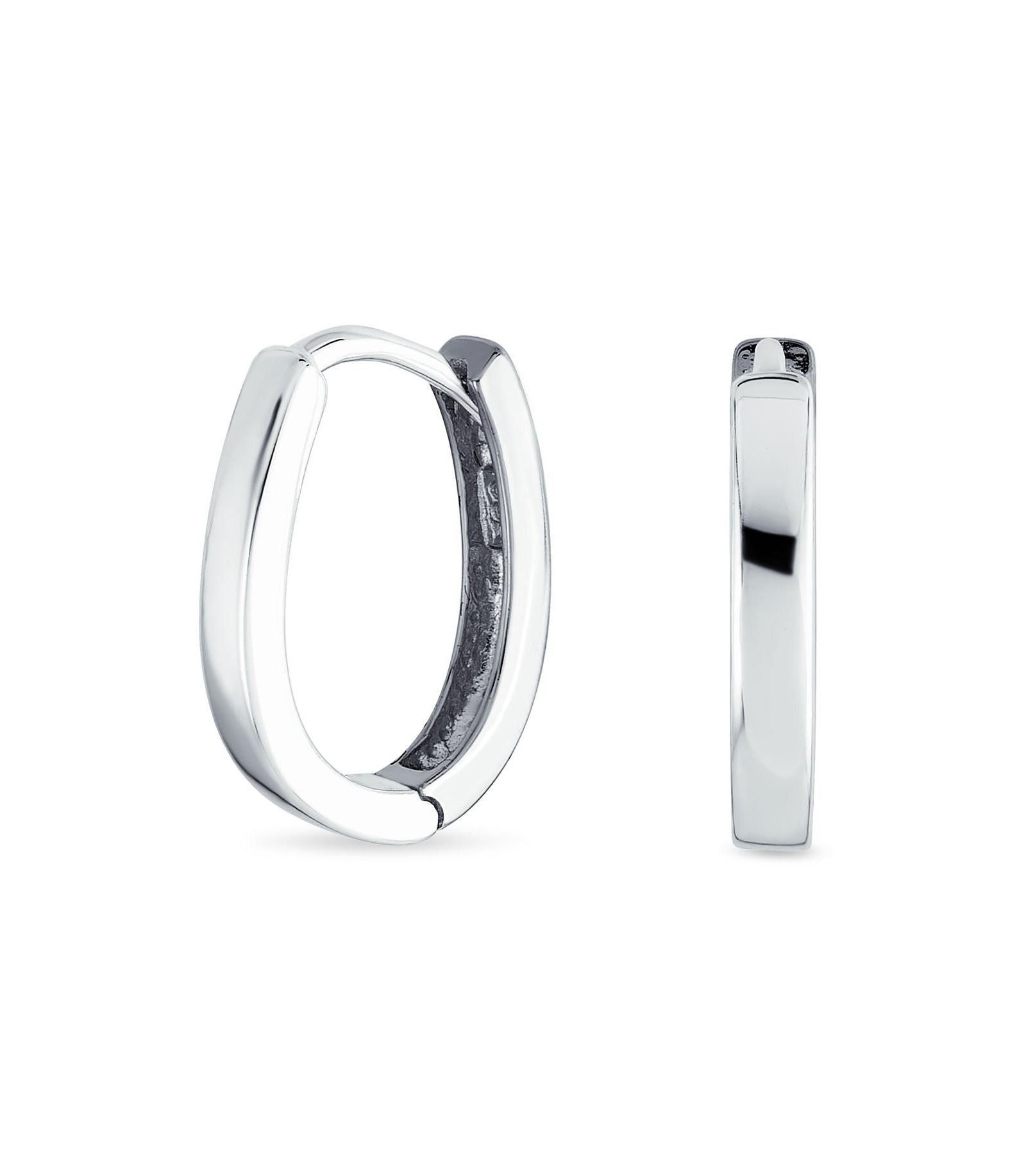 Bling Jewelry Classic Two Tone Oval Hoop Earrings .925 Sterling Silver