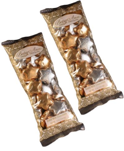 Шоколадные звезды Betsy Ann Chocolates Milk Chocolate Foil Stars, 2 шт.