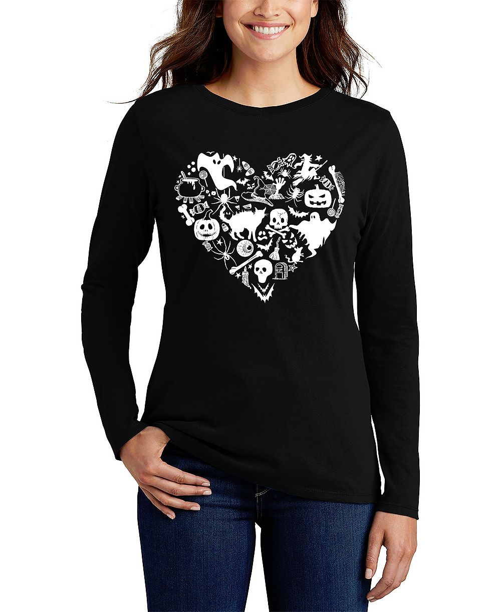Женская футболка LA Pop Art с длинным рукавом Halloween Heart