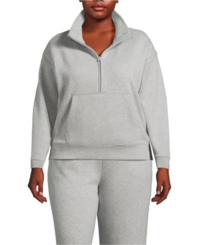 Женский свитшот Lands' End Plus Size Relaxed Serious Sweats Long Sleeve 1/2 Zip
