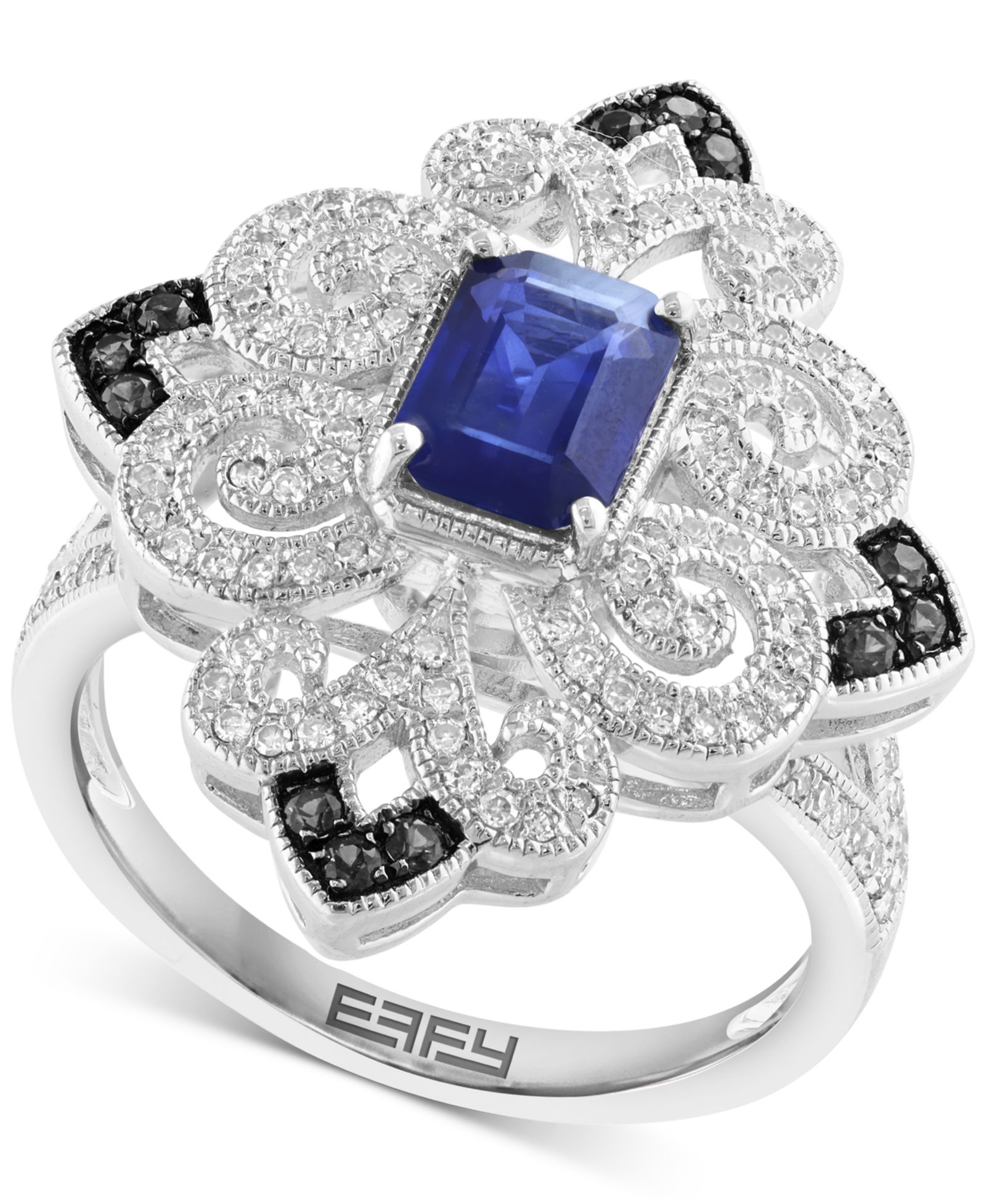 EFFY® Sapphire (1-1/6 ct. t.w.) & Diamond (3/8 ct. t.w.) Statement Ring in Sterling Silver