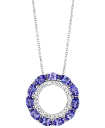 Подвеска EFFY® Tanzanite & Diamond в кольце из белого золота 14k, ожерелье 18"