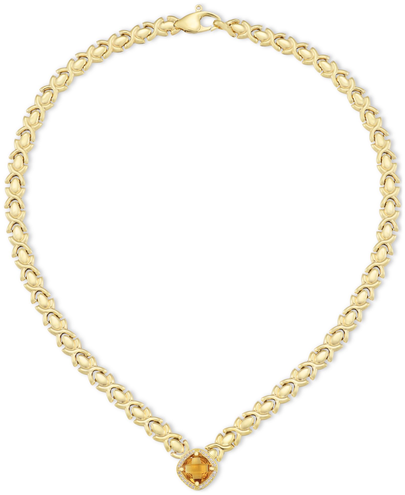 Ожерелье Macy's XOXO Link 18" с цитрином (3-3/8 ct. t.w.) и белым топазом (1/3 ct. t.w.) из позолоченного стерлингового серебра